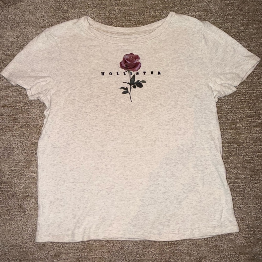 Hollister Women's Short Sleeve Tee with Rose Graphic